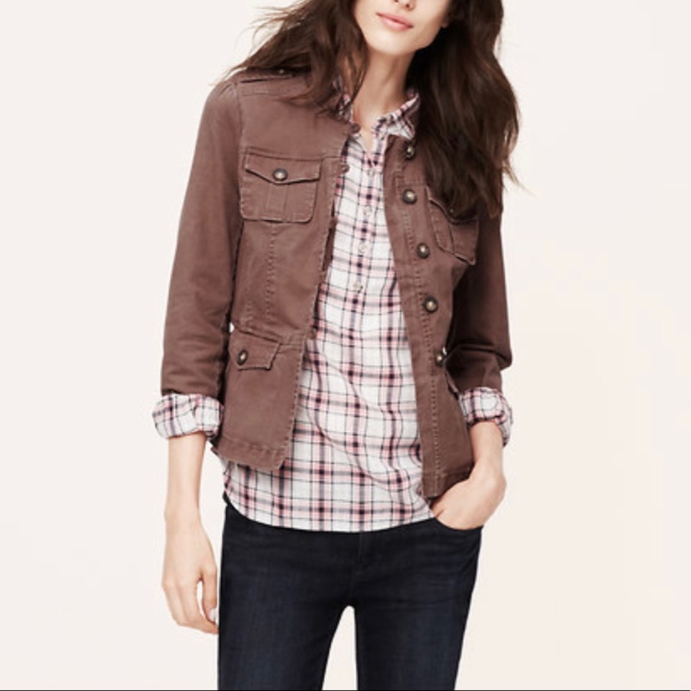 Loft mauve purple military jacket XS